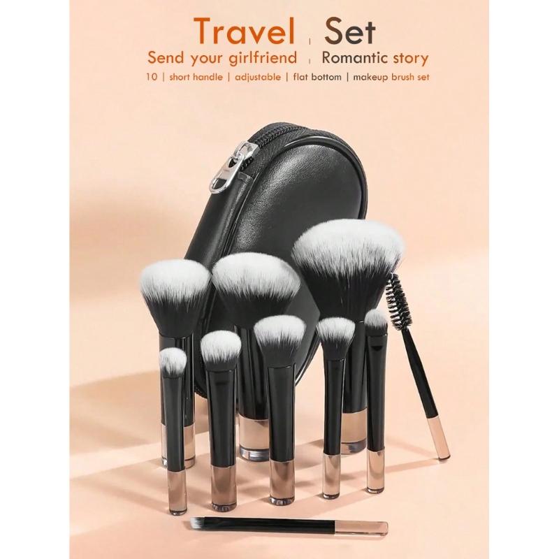 ELegant Makeup Brush Set 10pcs Professional Cosmetic Tools Multifunctional With Carrying Pouch For Beauty Enthusiasts