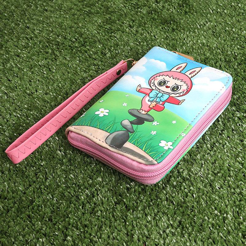Cartoon Anime Periphery Labubu with Card Storage Bag for Boys and Girls Handheld Wallet