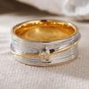 Ethnic Inlaid White CZ Women's Ring Minimalist Two Color Geometry Daily Wear Party Jewelry Anniversary Gift