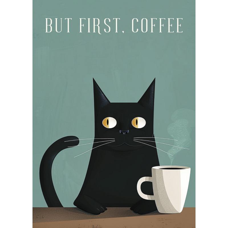 

Бохо Минималистичный Мультяшный Собака Кошка Кафе Холст Настенное Искусство Милый Животное Кофе Постер Кухня Гостиная Декор Подарок для Любителей Домашних Животных 21cm×30cm NoFrame