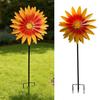 Einzigartiger Windrad für Terrasse Sonnenblume Metall Gartenstab, Drehende Blume Hofornament, Rostfeste Kunst Outdoor Rasendekoration Dekorativ