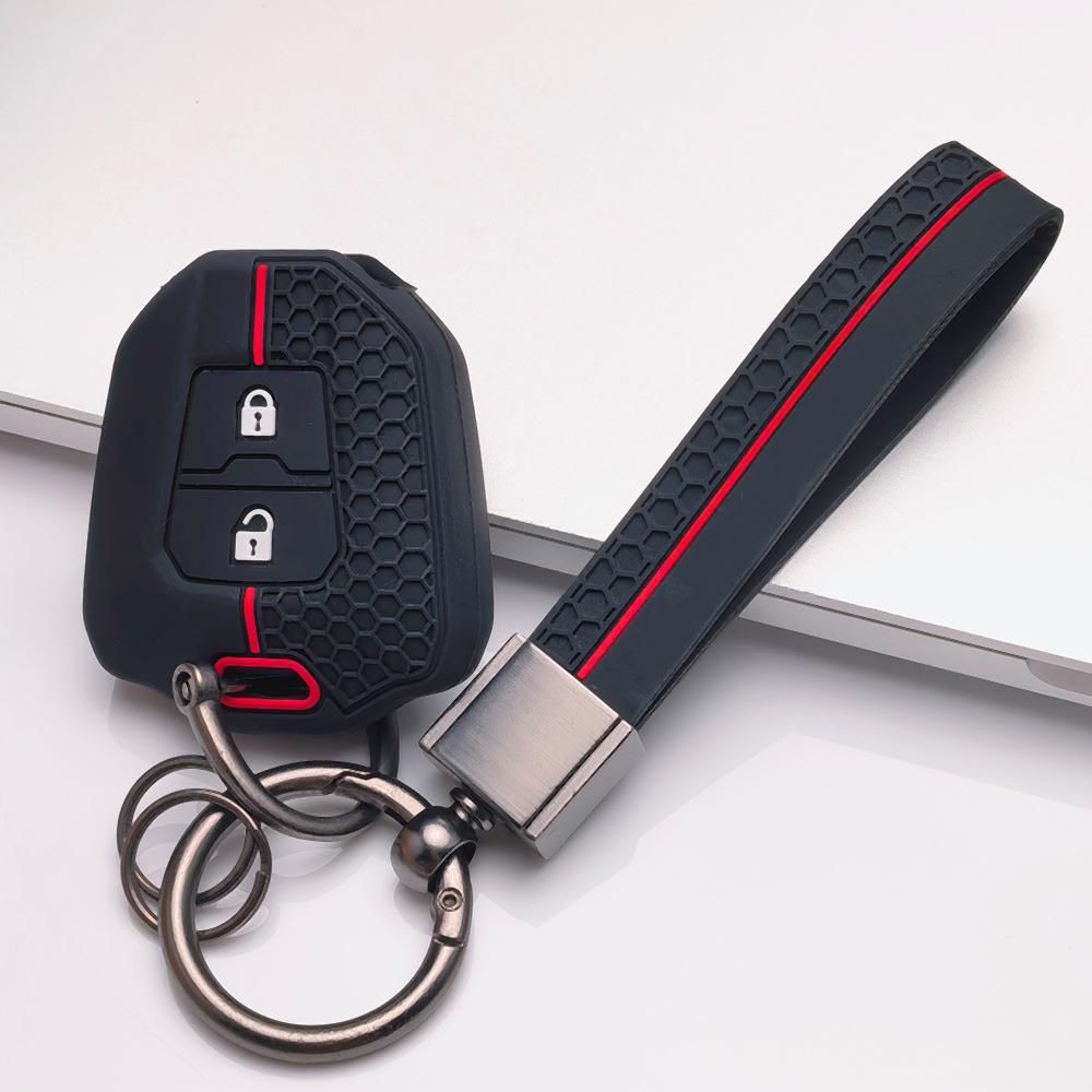 Soft Silicone Remote Key Case for Isuzu D Max Mu-x V-Cross Trooper KB250 with Keychain Honeycomb Texture Shockproof Key Fob Protector чёрный