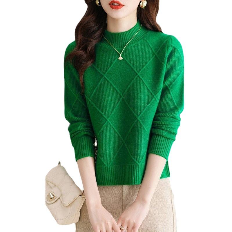 Sweater Women's Autumn/Winter Half High Collar Knitted Bottom Shirt Stylish Interior