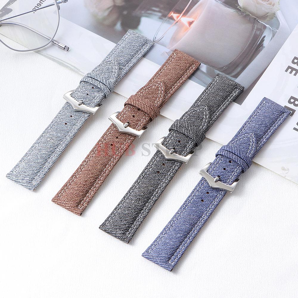 18mm 20mm 22mm Canvas Soft Watchband Denim Nylon Watch Straps for Men Women Business Universal Bracelets Vintage Wristband Belt