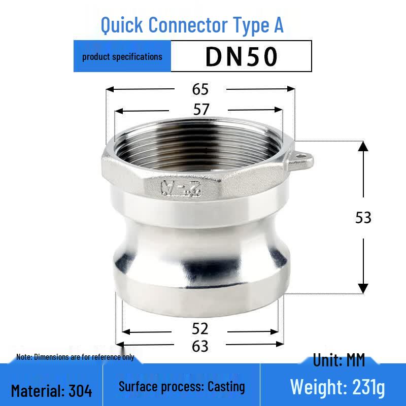 304 Stainless Steel Type A Quick Connector