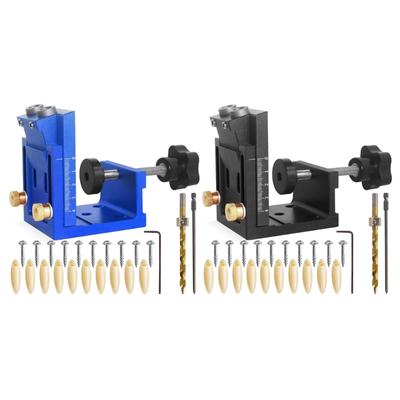 Professional Pocket Hole Jig Puncher Drilling Locator for Woodworking Accurate Angled Hole with Included Drill Bit&Plugs