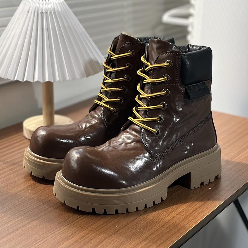 

Модные мужские ботинки на толстой подошве, трендовый дизайнерский классический стиль, для работы и повседневной носки в офисе, размеры 38-46, горячая распродажа, кожаная обувь больших размеров, ретро 38 коричневый