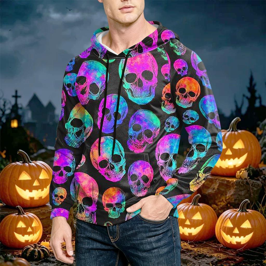 Men's Loose Fit Casual Printed Hoodie with Pocket and Adjustable for Everyday Wear