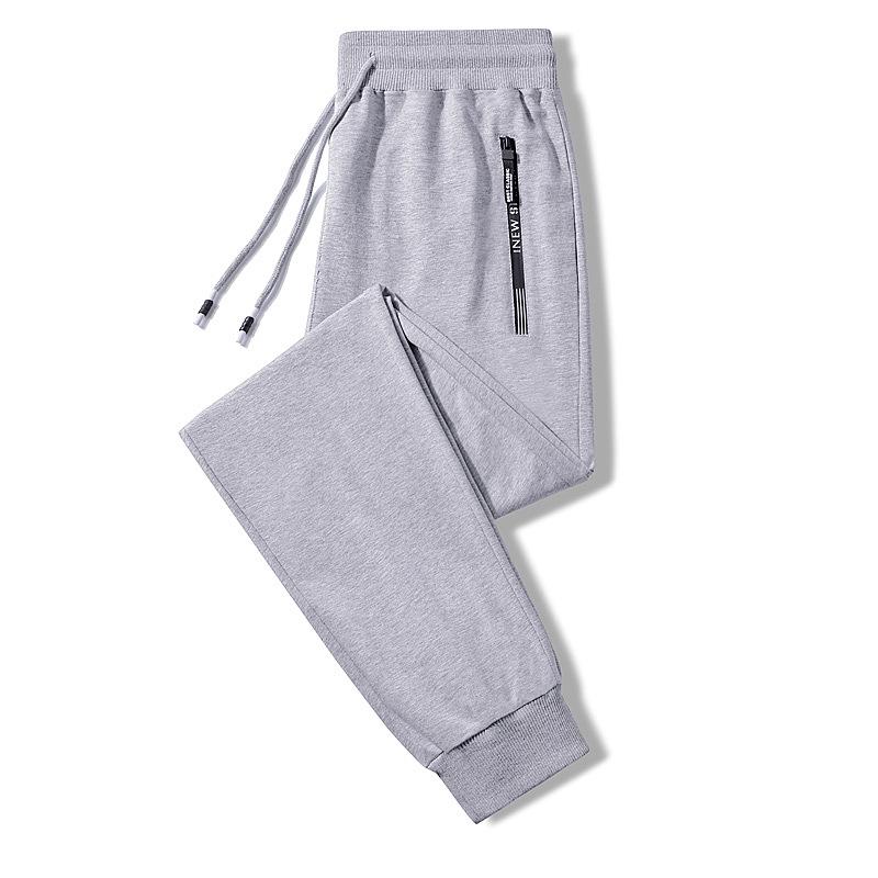 Men's Pure Cotton Lightweight Straight-Leg Sweatpants - Solid Color, Loose Fit for Summer and Spring.
