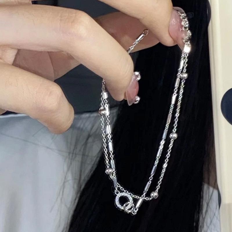 Women s Interlocking Double-Layer Bracelet: Colorfast, Light Luxury, Perfect for Valentine s Day and Qixi Festival.