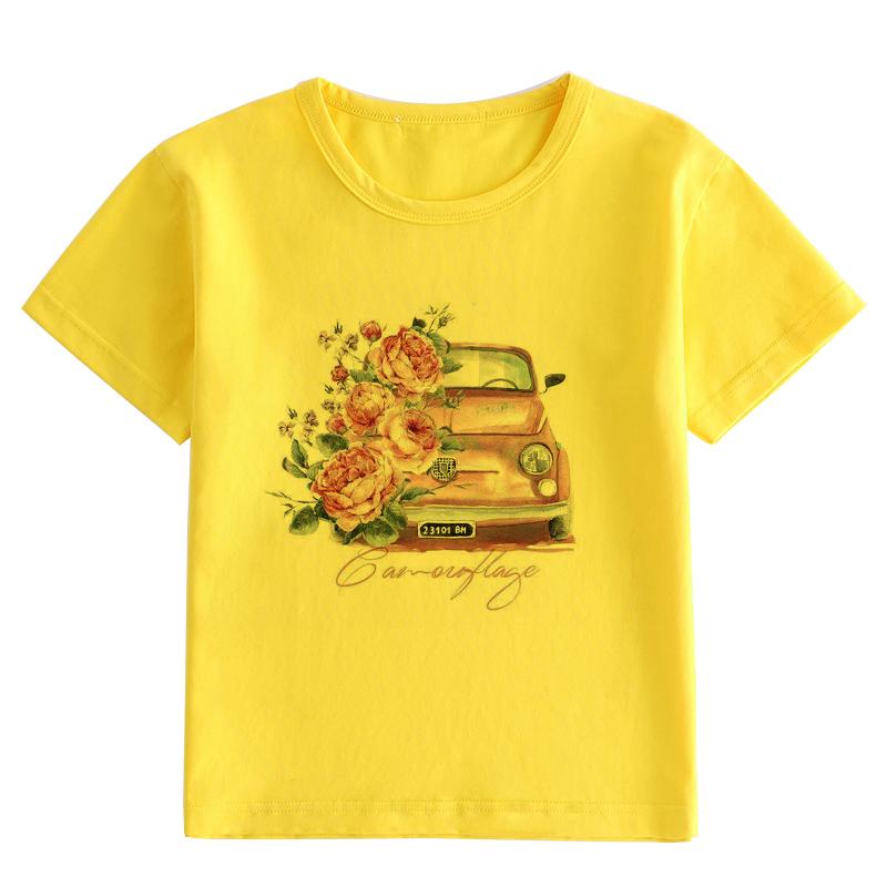 T-shirt per bambini Top Estate Stampa di cartoni animati Arcobaleno puro Moda a maniche corte Coniglio Simpatico Top multicolore di vendita caldo