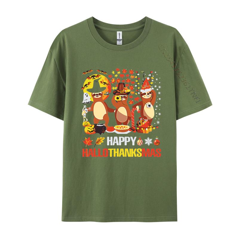 

Graphic T Shirts Sloths Happy Hallothanksmas Halloween T Shirts For Men Cotton Tshirt Leisure Tee Clothing Enthusiast 4XL