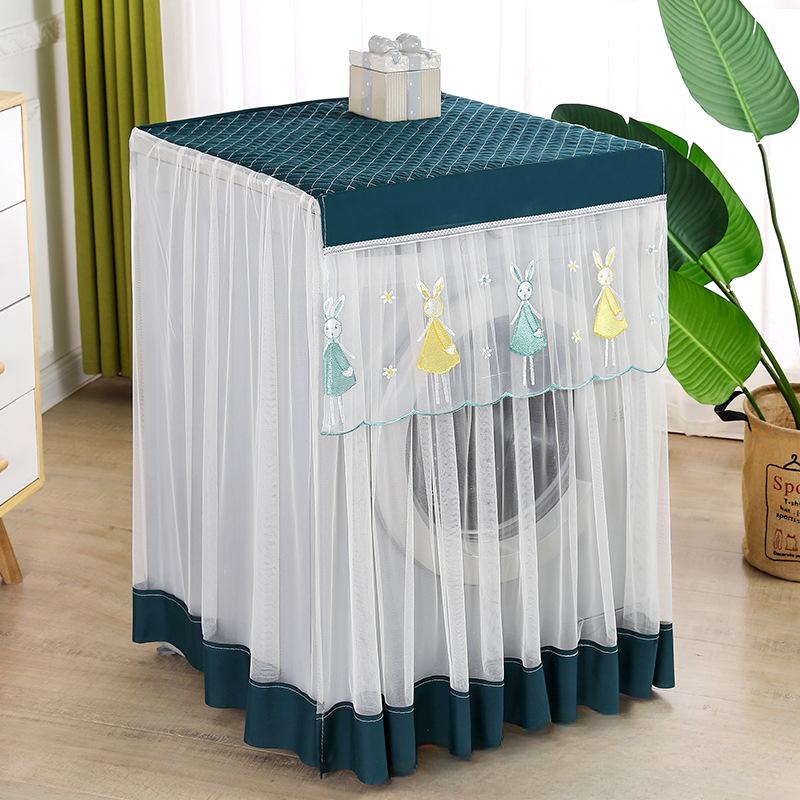 

Современный декоративный пыле- и водонепроницаемый тканевый чехол с кружевной отделкой для бытовых стиральных машин розового и белого цвета One size 60x60x85