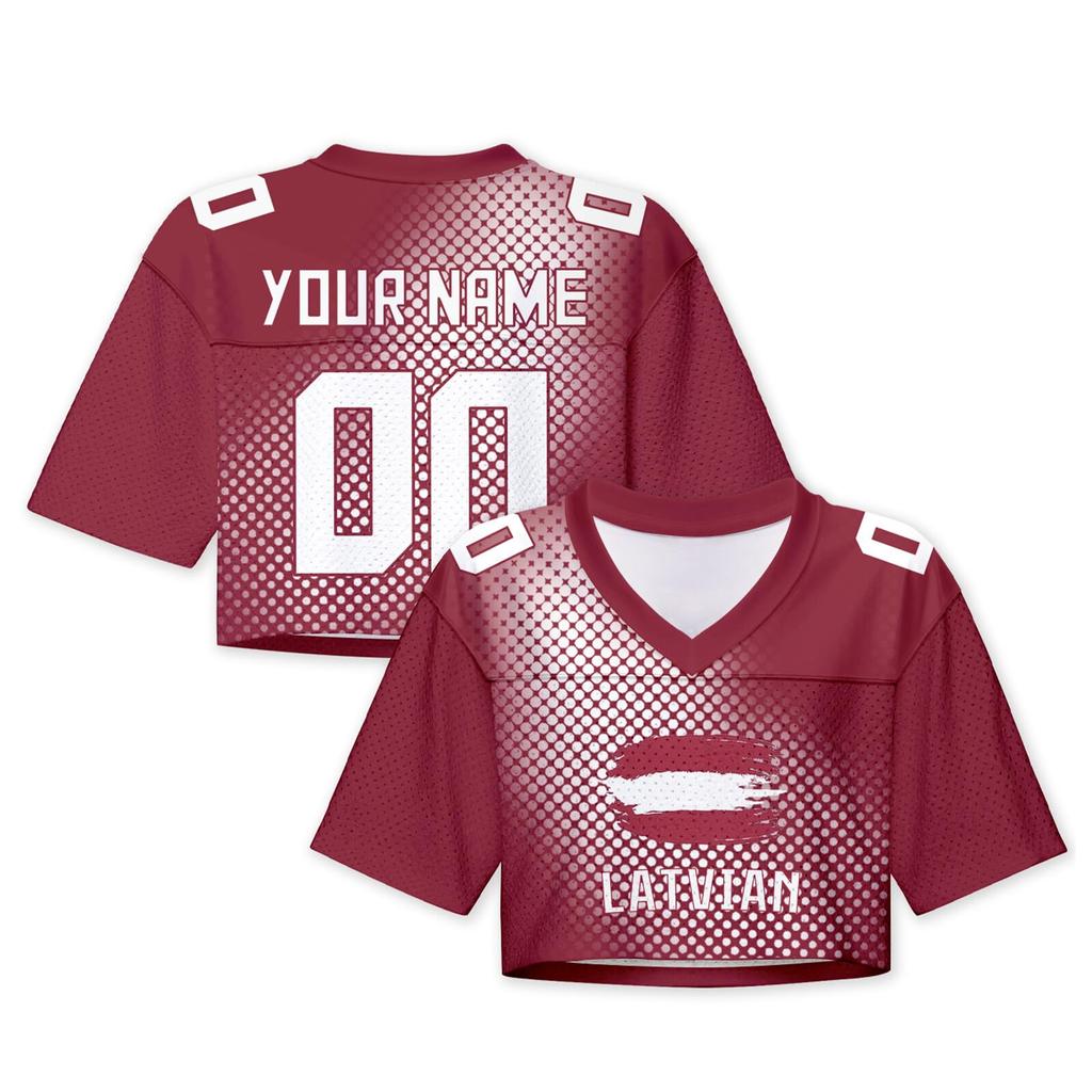 Women Mesh Crop Top Short Sleeve Loose Fit Y2K Style Football Fan DIY Jersey Streetwear V Neck Print Shirt