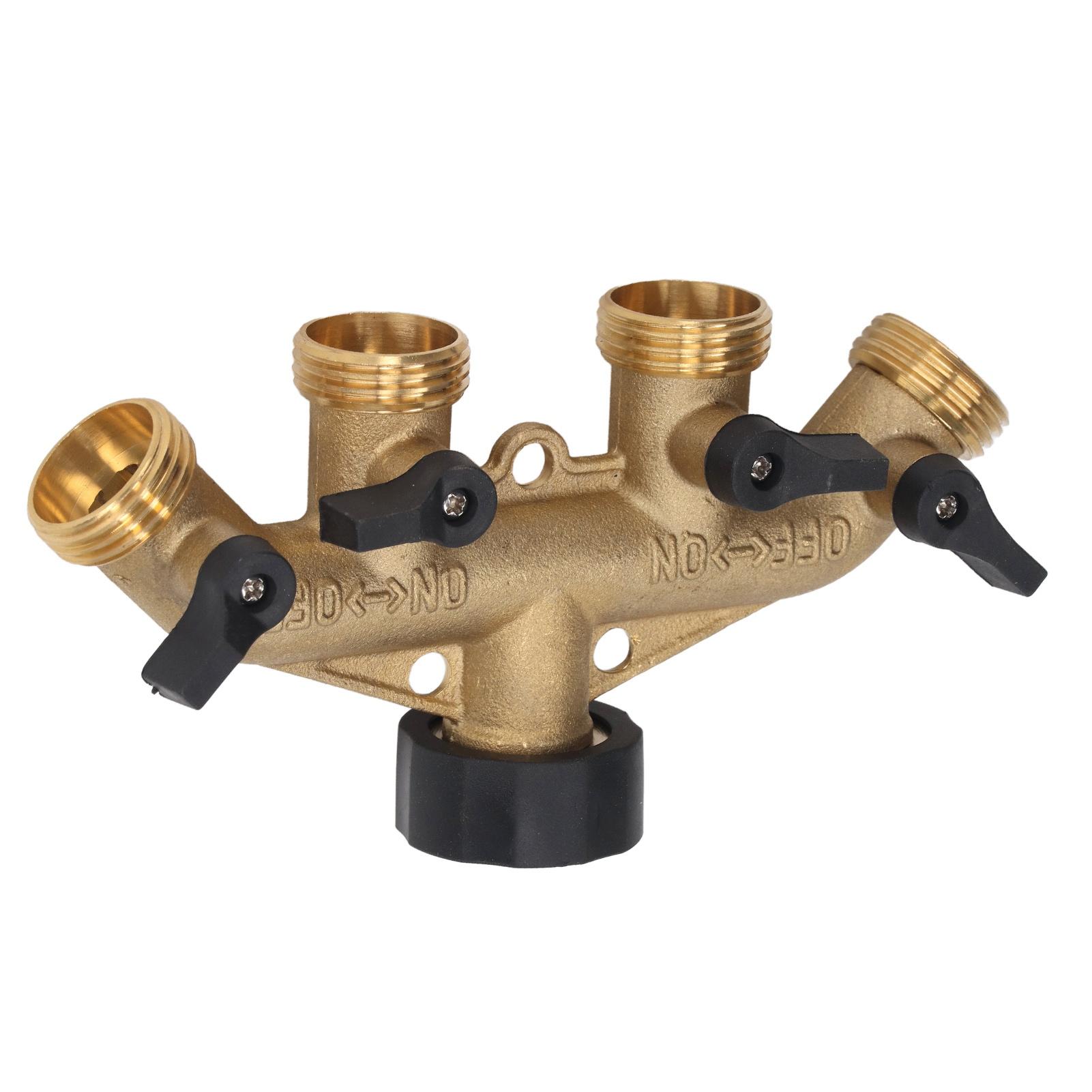 

4 Way Water Splitter Brass Ball Valve Distributor for Garden Watering Agricultural Irrigation Car Washing US Style