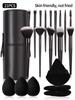 Schwarzes Make-up-Pinsel-Set Professionell Superweiche Detailbürste Rougepinsel Foundation Concealer Lidschattenpinsel Damen Schönheitswerkzeug