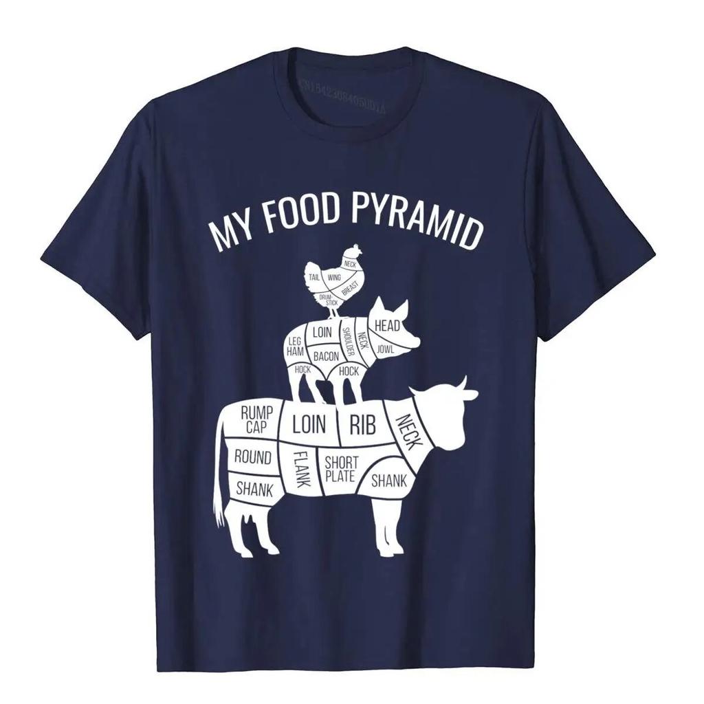 My Food Pyramid Legrační masožravec Kráva Prase Kuřecí tričko s grafikou Klasické letní bavlněné unisex tričko Camisa