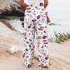 Women's Fashion Loose Casual Independence Day Print High Waist Wide Leg Pants Casual Pants