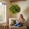 Artificial Plants for Balcony Pre-Lit Ferns with Warm LED Lights, UV Resistant Faux Hanging Garden Decoration Home Outdoor Patio Front Porch
