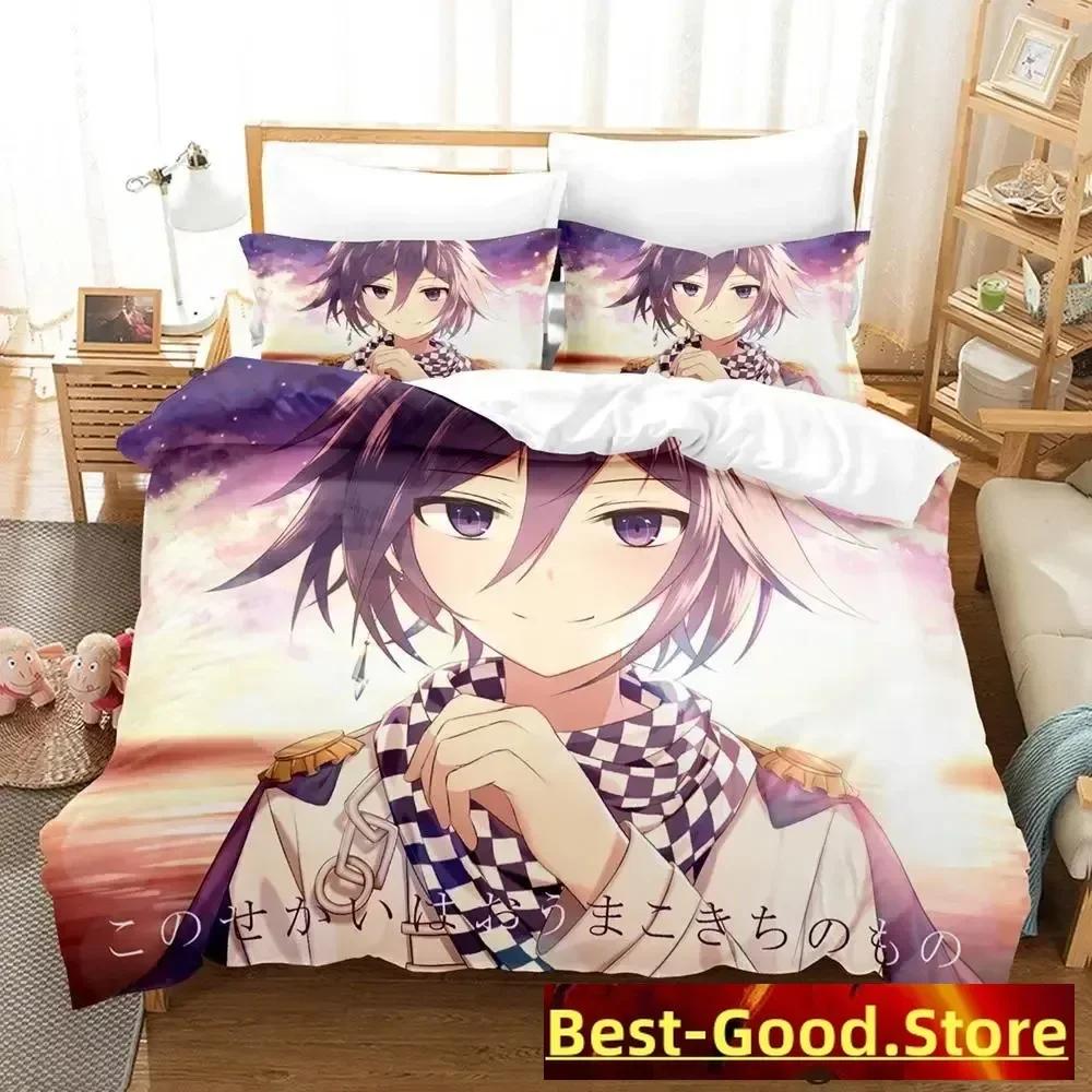 Danganronpa V3 Bettwäsche-Set Cartoon Anime Dreiteiliges Set Erwachsener Kind Schlafzimmer Bettbezug-Sets Kawaii Mädchen Bettdecke Bettwäsche-Sets
