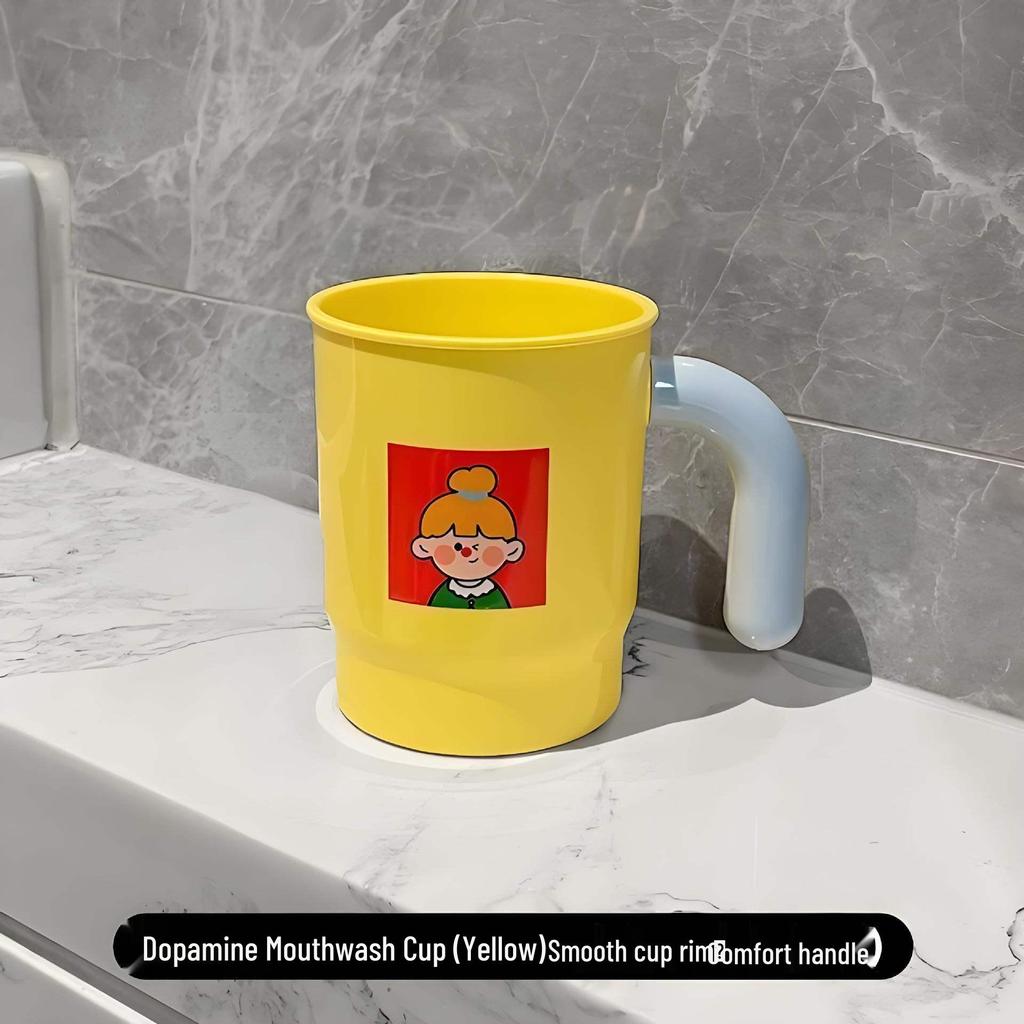 Dopamine Toothbrush & Mouthwash Cup Set - Cute Bathroom Holder for Kids and Couples