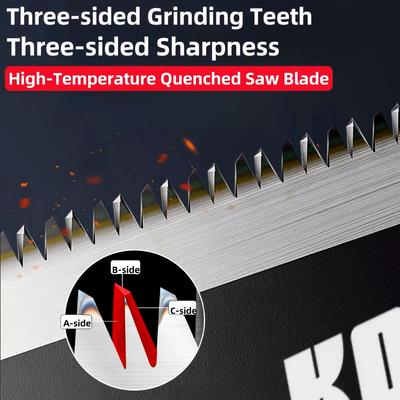 1ks Skladacia píla z ocele SK5 - Dvojitý okraj, Zliatina chróm-vanádium, Ergonomická rukoväť s bezpečnostnou poistkou, Ideálna na spracovanie dreva, Rezanie stromov, Vonkajšie použitie