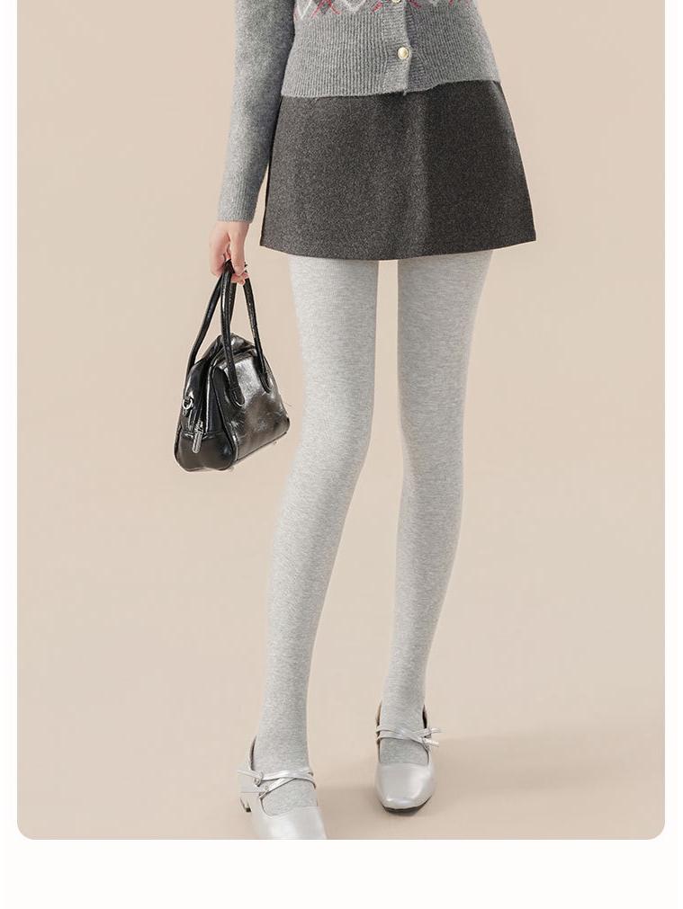 Ao Han Women's Grey Vertical Stripe Leggings for Autumn/Winter - Thick, Velvet-Lined, Hip-Lifting, Abdomen-Slimming Pantyhose