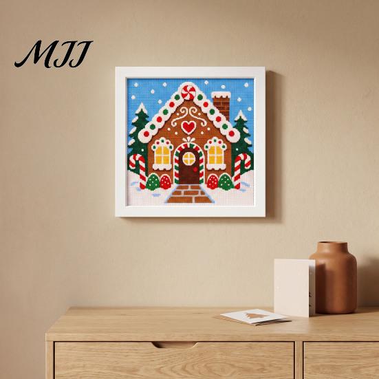 Festive Tabletop Decoration Kits DIY Christmas Needlepoint Kit, Holiday Cross Stitch Santa Snowman Elk Patterns, Theme Beginners Needlework Craft Kit