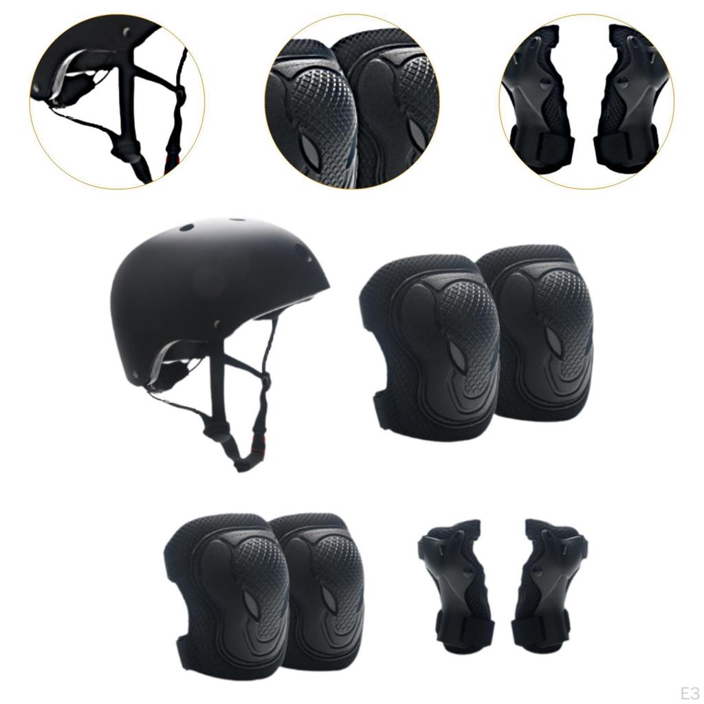 7Pcs/Set Children Cycling Helmet with Knee Elbow Wrist Guards for Multi Sports