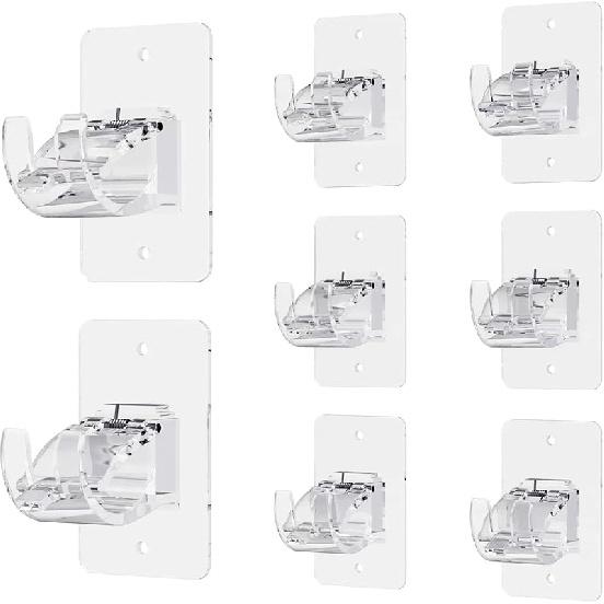 CIEMGNZOC 6-Pack Curtain Bracket Holders, Universal Self-Adhesive Wall Mounts, Fits 0.6'' to 1.5'' Rods, Black