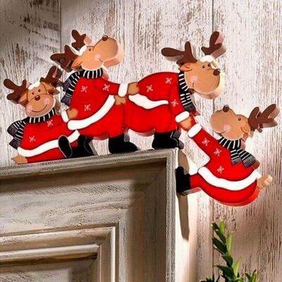 Weihnachts-Türrahmen-Dekorationen Holzdekorationen Weihnachtsmann Weihnachts-Elch Holzkunst Weihnachtsdekorationen