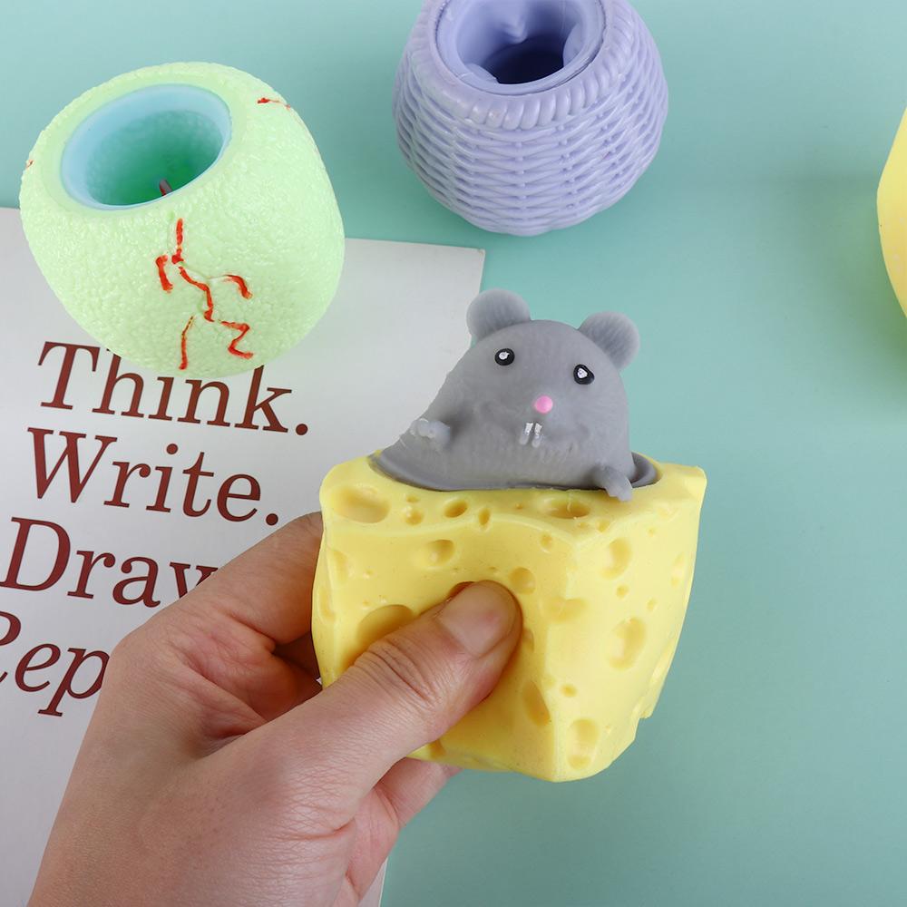 Tea Cup Squirrel Pop Up Mouse and Cheese Cabbage Rabbit  Pinch Toy   Children Adult Toys