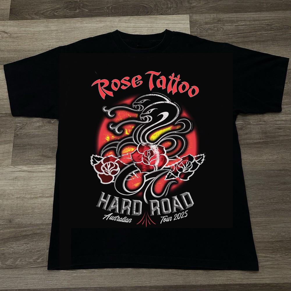 

Rose Tattoo Tour 2025 ЧЕРНАЯ Футболка Унисекс Хлопковая Футболка S-5XL LI1670 Унисекс Футболка XXXXL