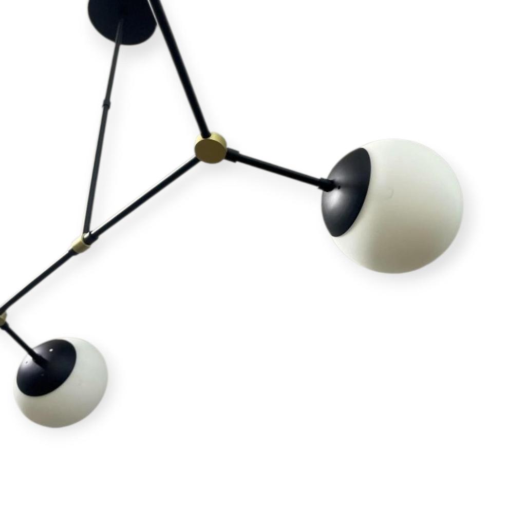 Modern 6 Light Chandelier Large Globe Ceiling Light Fixture Mid Century Black & Brass Sputnik Lighting Home Decor Lighting Gift