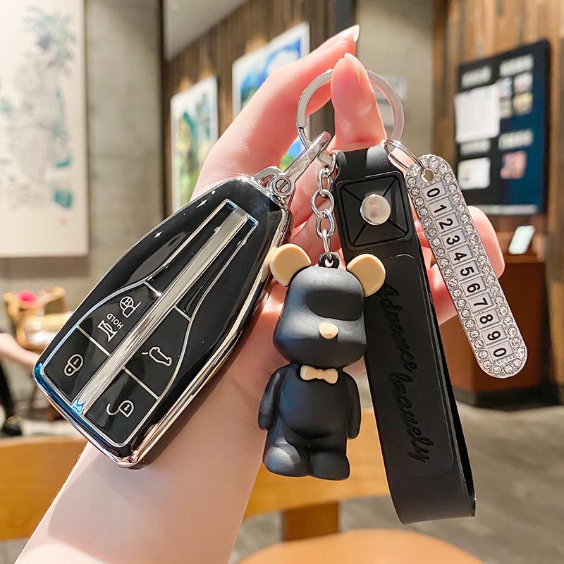 Hongqi HS5/HS7/H5/H9/E-HS9 Key Case with Buckle & Cute Pendant