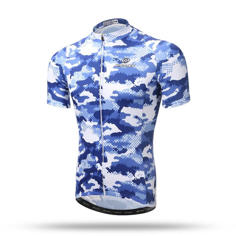 Mens Short Sleeve Cycling Jersey Camo Print Road Bike Biking