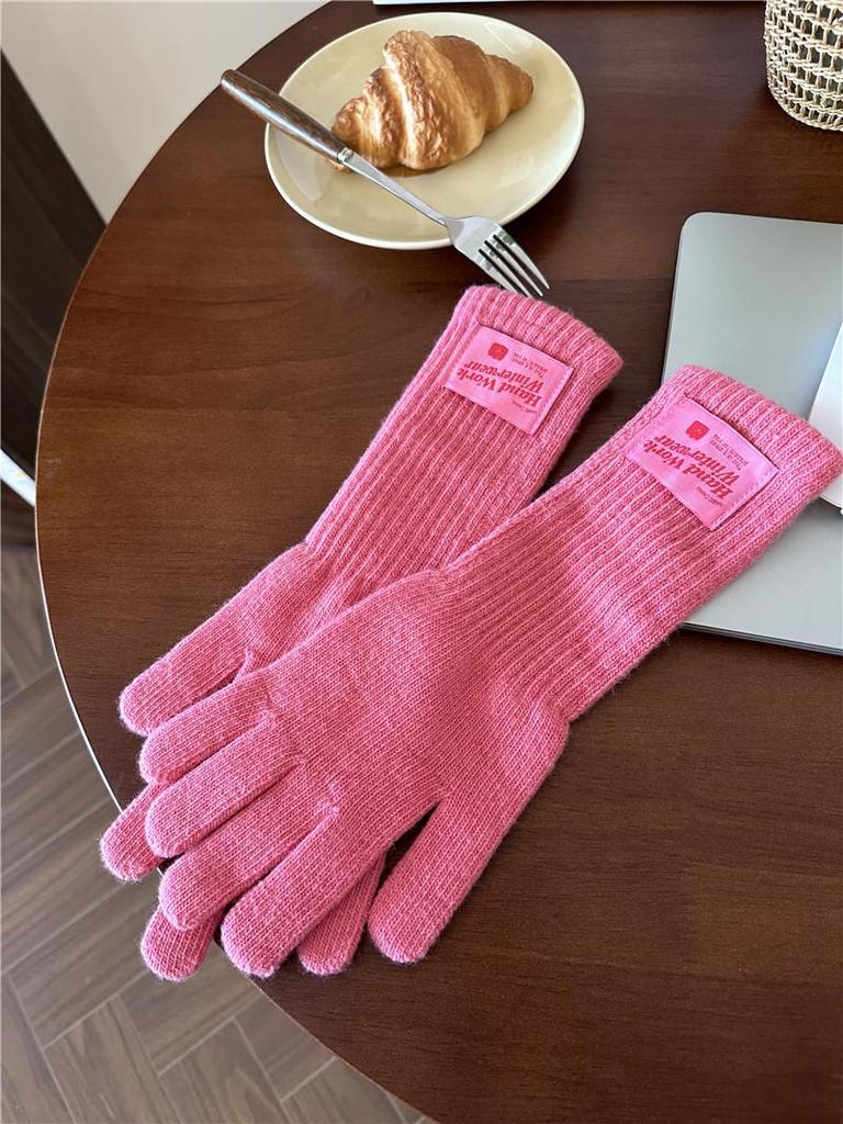Lange gestrickte Fingerlose Touchscreen-Handschuhe mit verlängertem Handgelenkwärmer für Herbst & Winter