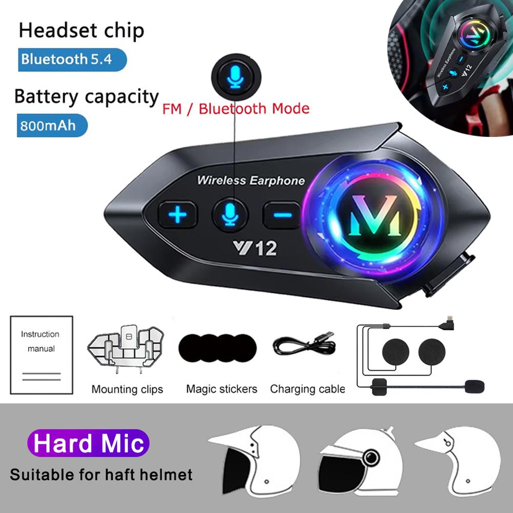800mAh Motorcycle Helmet Bluetooth Headset Waterproof Voice Assistant Moto Earphone Motorbike Hands Free Wireless Headphone