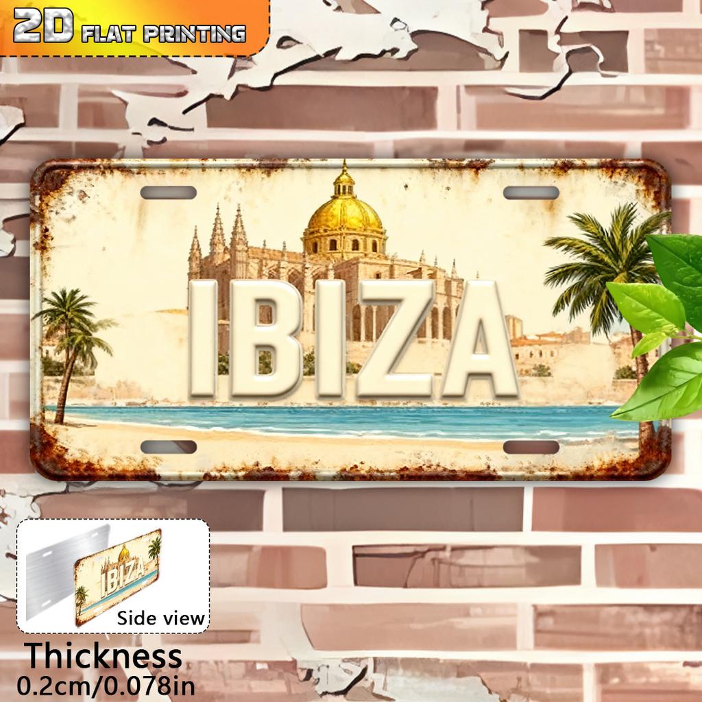 D Flat Pc Vintage Sign Outdoor Wall Decoration Ibiza Coast And Architecture Scene Home Decor Spanish Island Art