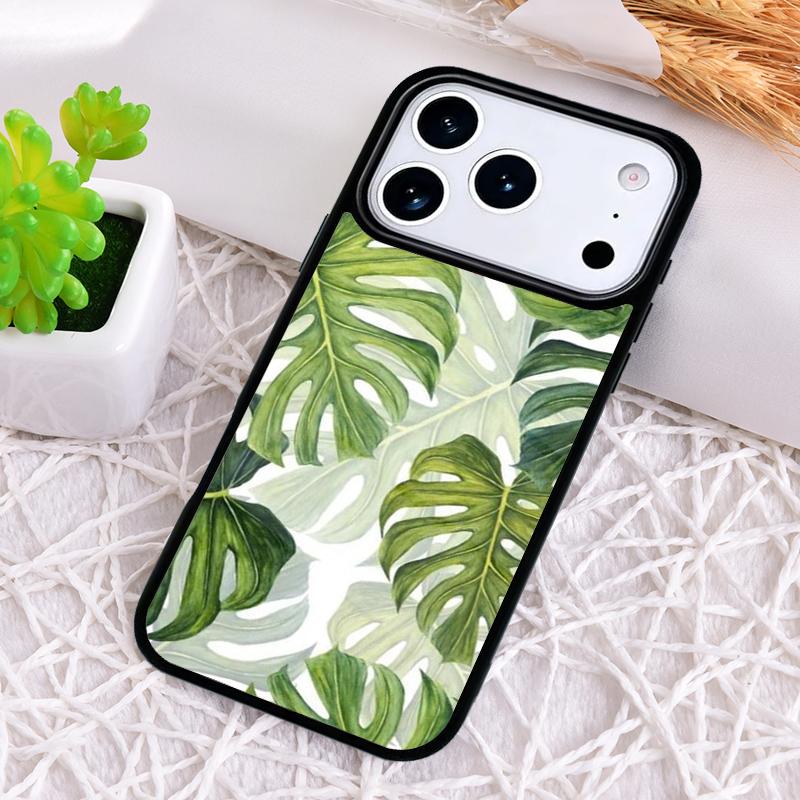 Green Monstera Leaf Phone Case for iPhone 17 Air 16 15 11 12 14 13 Pro Max Shockproof Cover