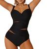 Women's Solid Color Hard Pack Women's Mesh Splicing Backless One-piece Swimsuit
