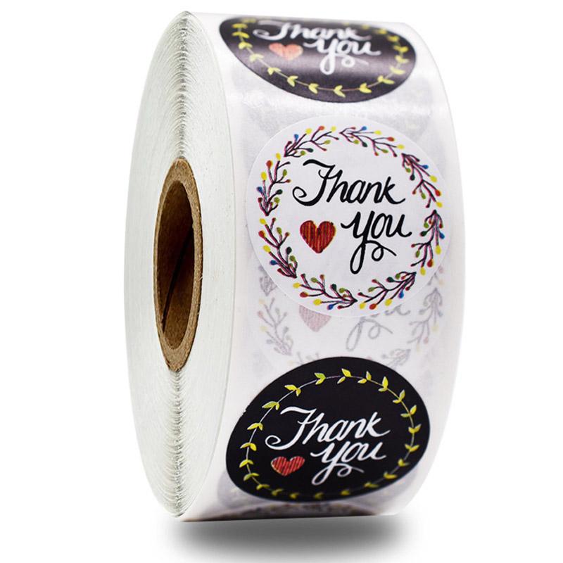 50-500pcs Beautiful 3D Red Floral Thank You Stickers 2 Designs For Wedding Favors And Party Handmade Stickers Envelope Seal