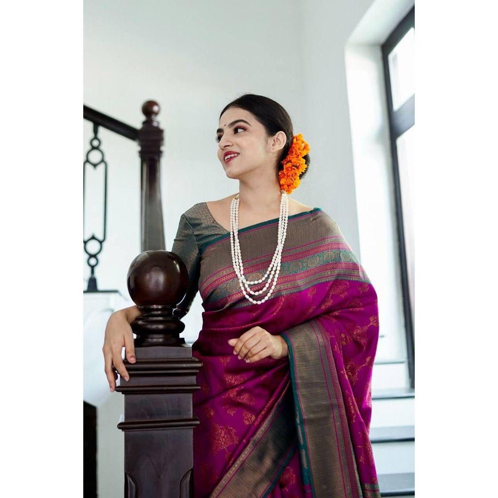 This Beautiful Saree Is Elegantly Decorated with Gorgeous Solid Jacquard Weave That Gives a Perfect Look To the Outfit.