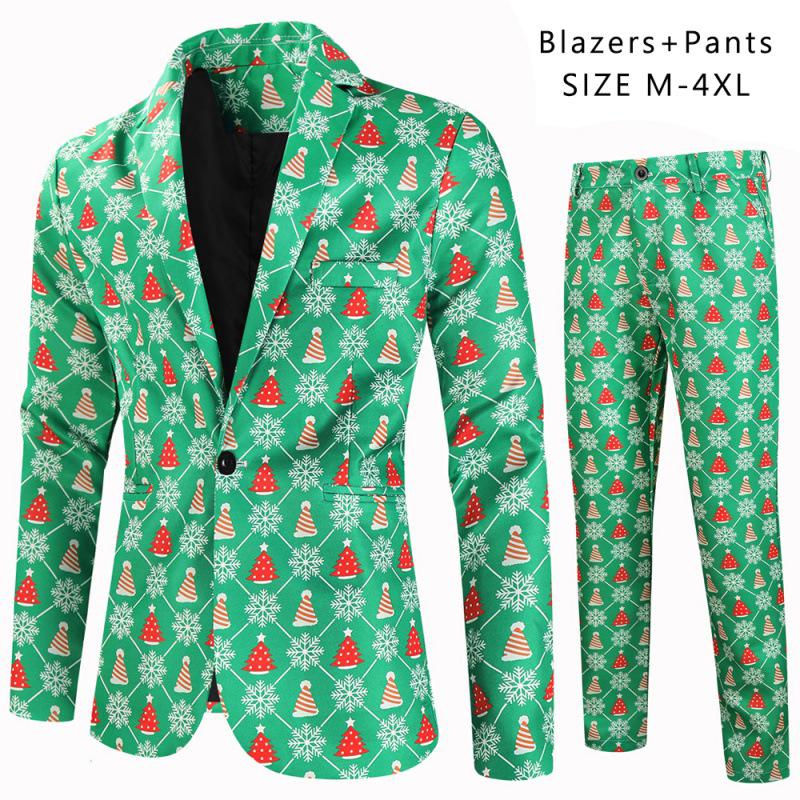 

2024 Осень/Зима Повседневный костюм с рождественским принтом 3D и брюки в комплекте - 2 предмета 2XL