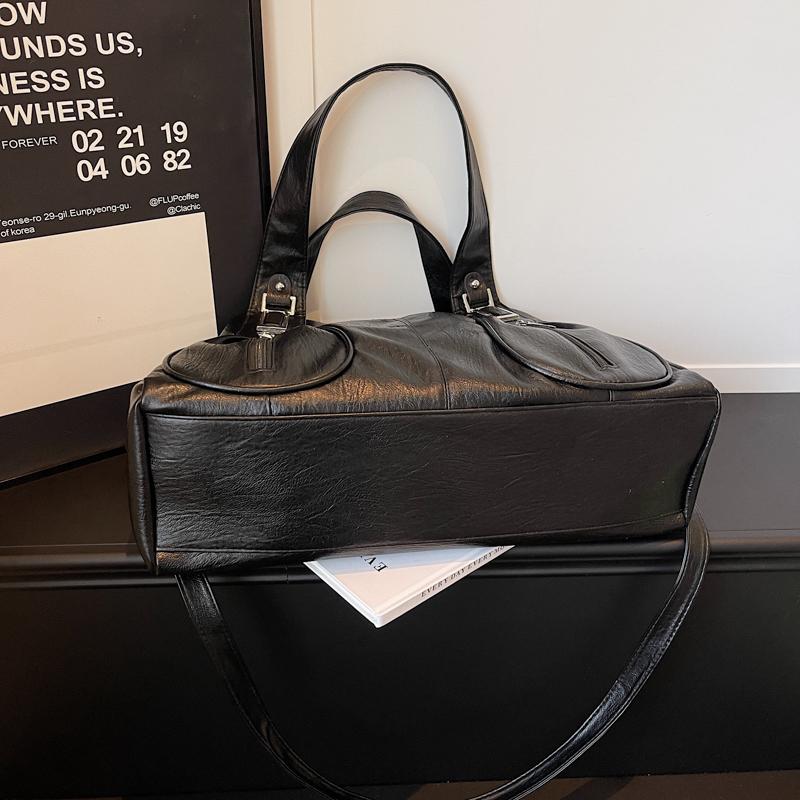 Women's Shoulder Bag Solid Color Large Capacity Travel Commuter Tote Bag