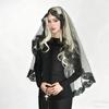Halloweenová upíří nevěsta Černý krajkový tyl Závoj Cosplay Kostým Doplněk