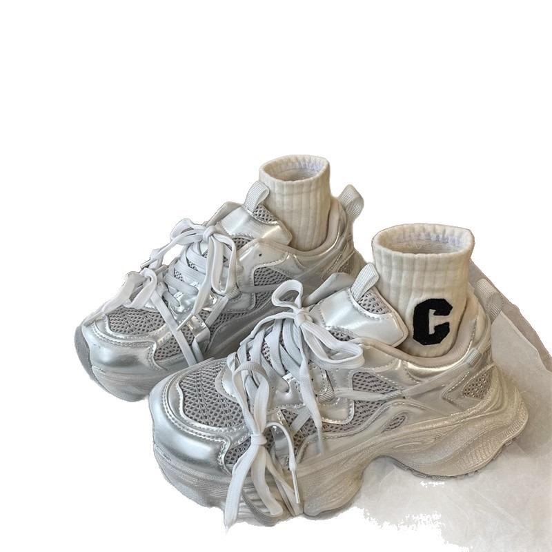 Leisure sports dirty shoes old spring and summer new muffin thick-soled versatile breathable dad shoes girl