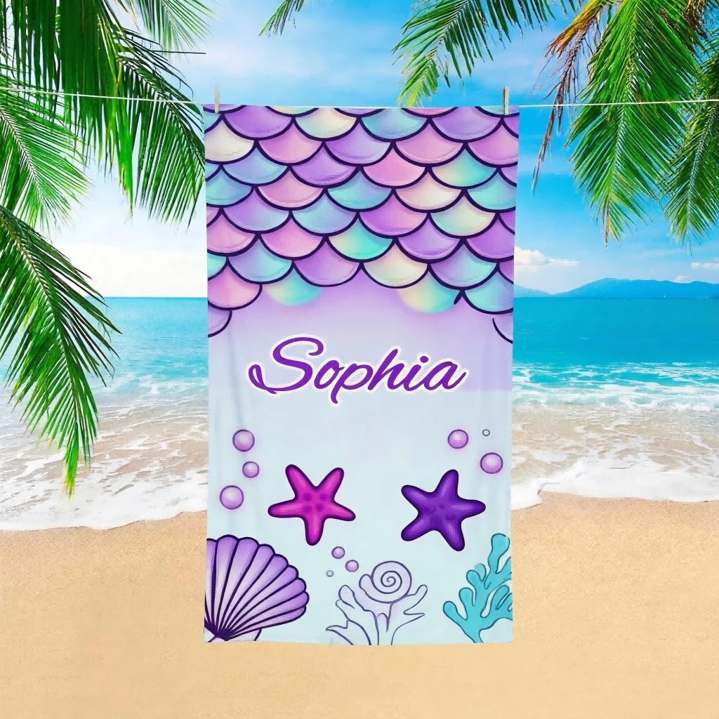 

1pc Non- Mermaid Cartoon Beach Towel, Soft Absorbent, Ideal for Kids Adults Swimming Pool Beach Bath Travel Outdoor Use W40*H60(CM)