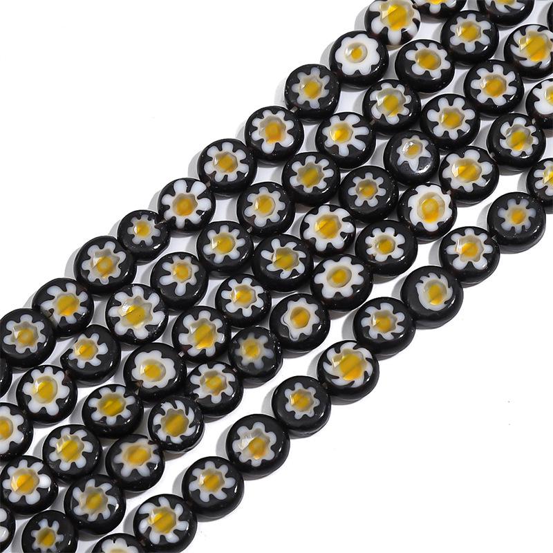 Thousand Flower Glazed Flat Beads for DIY Bracelets, Necklaces, and Earrings