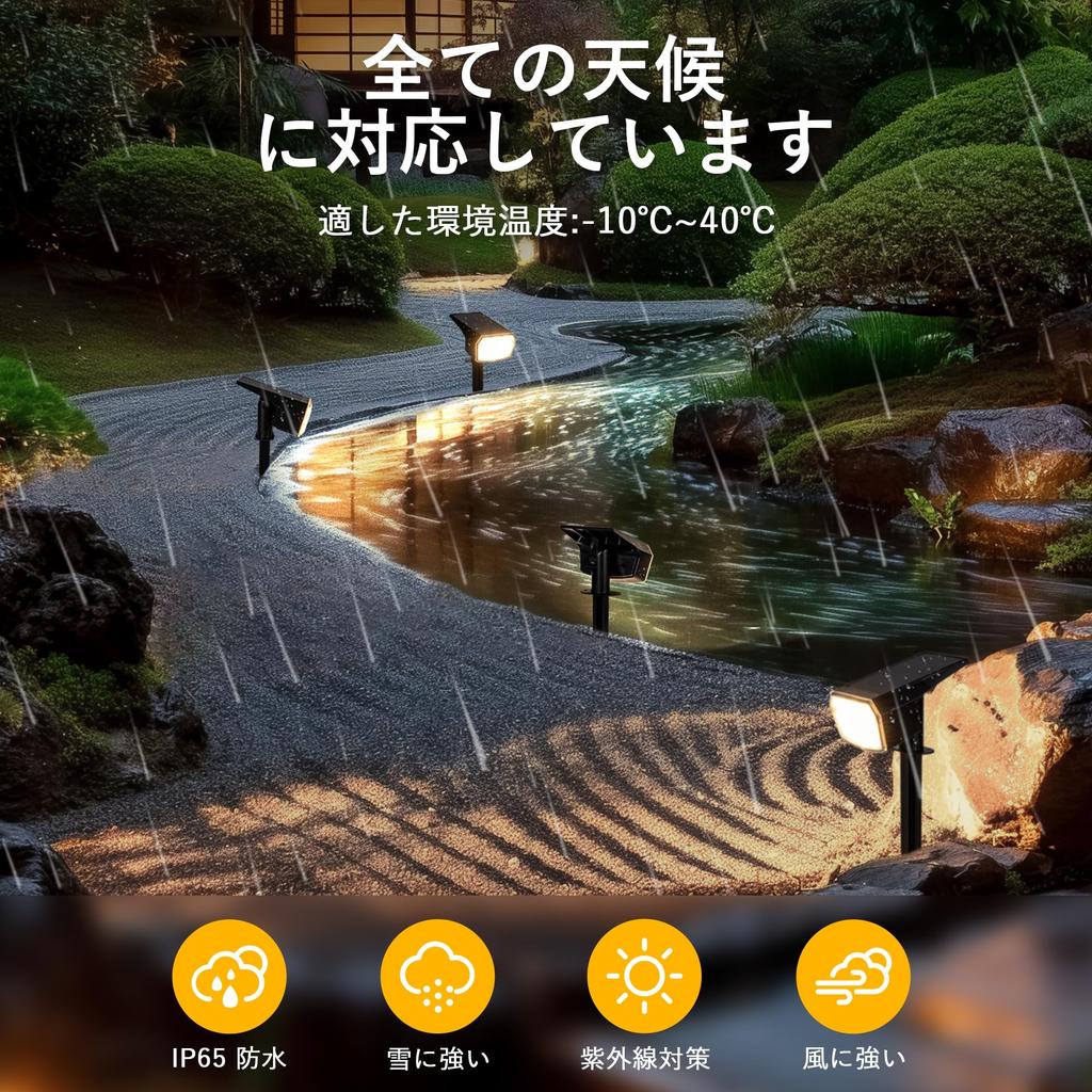 Solar Outdoor Solar Light Sensor Height Angle Waterproof Suitable for Power Outages and Kinohikari Garden Warm White Light, Spotlight, Charging,